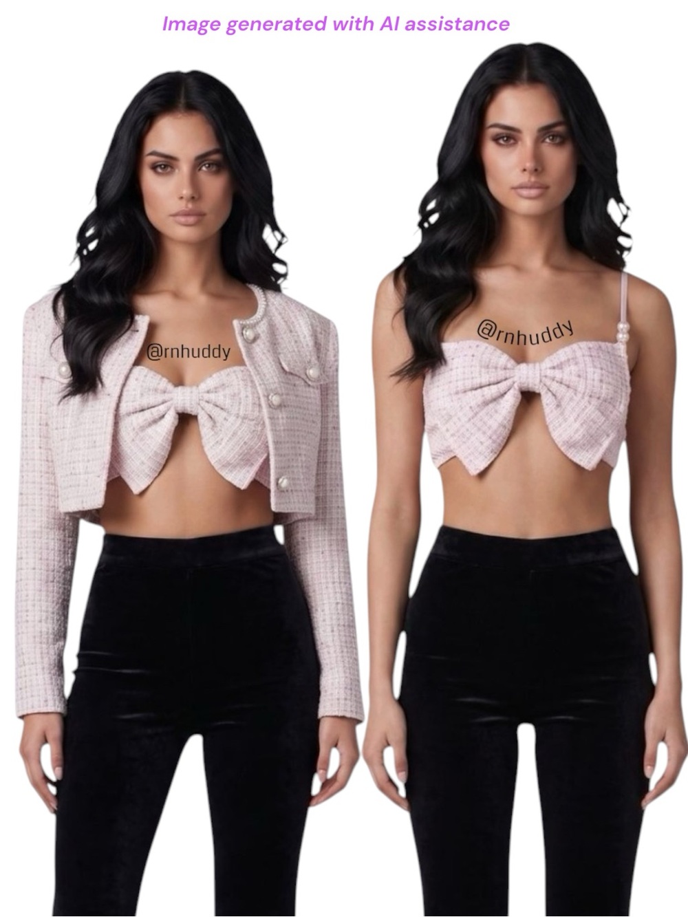 NWT Sugar Thrillz Dolls Kill S pink tweed bow crop top & blazer set